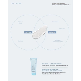 **NEW** W DIARY HYBRID LIGHTWEIGHT BODY SUNSCREEN SPF50 PA+++ 200 ml. กันแดดสำหรับผิวกาย wdiary