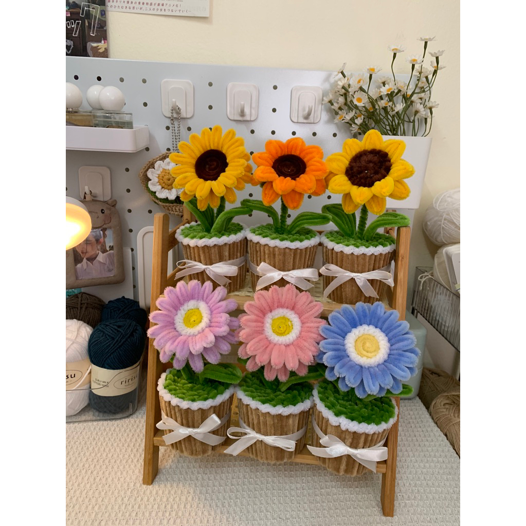 ❣️กระถางดอกไม้ลวดกำมะหยี  ของขวัญที่ระลึก ของขวัญรับปริญญา ของตกแต่งห้อง กระถางดอกมะลิ ของขวัญวันแม่