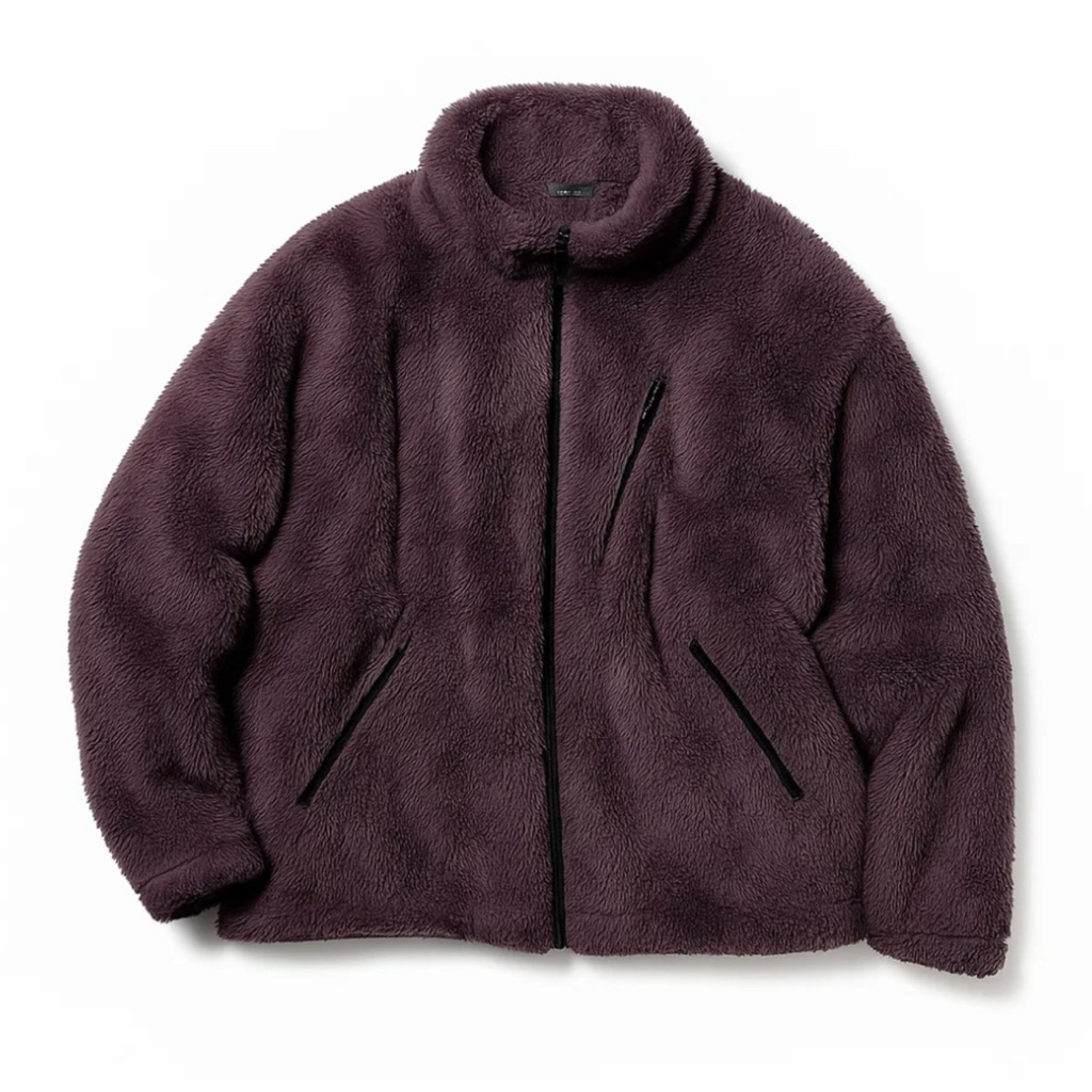 (สินค้าพร้อมส่ง) UNIQLO and NEEDLES - Fleece Jacket ไซส์ XL สีม่วง แจ็คเก็ต ฟลีซ มีซิป เสื้อกันหนาว