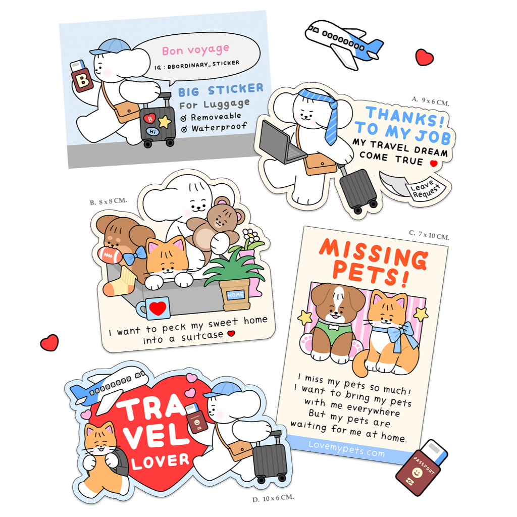 Big sticker สติกเกอร์ไซส์ใหญ่ติดกระเป๋าเดินทาง PVC กันน้ำ ลอกออกไม่ทิ้งคราบ