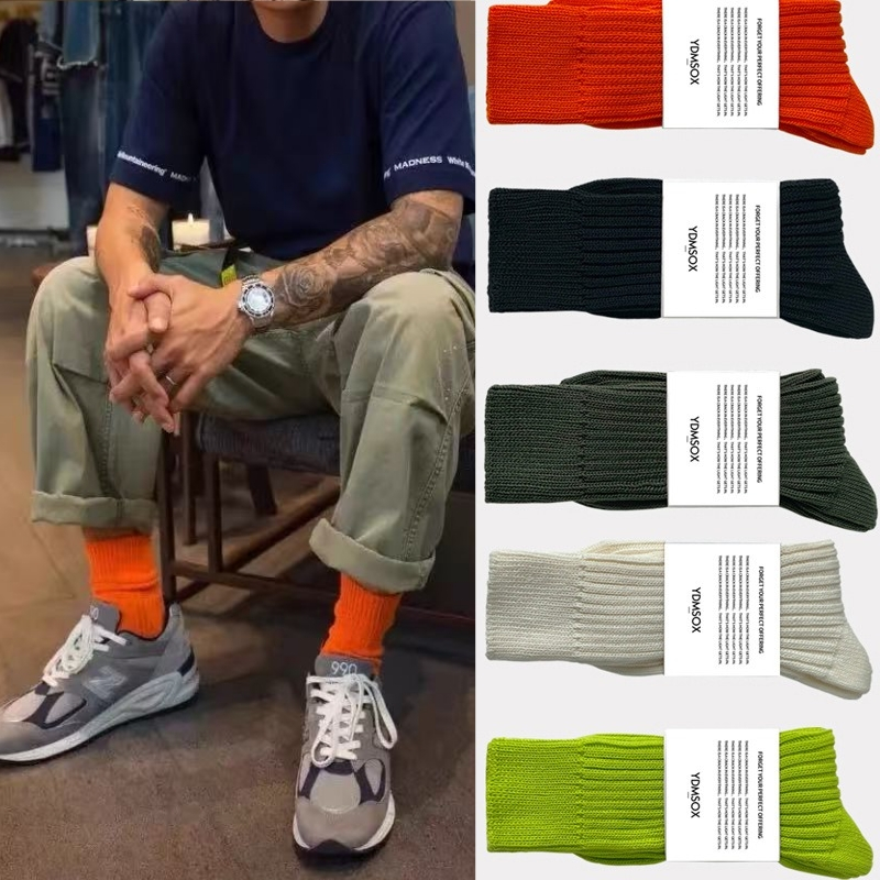 แพ็ค4คู่ ถุงเท้าฝ้าย มินิมอล ใส่ได้ทั้งชายหญิง แมทช์ง่าย