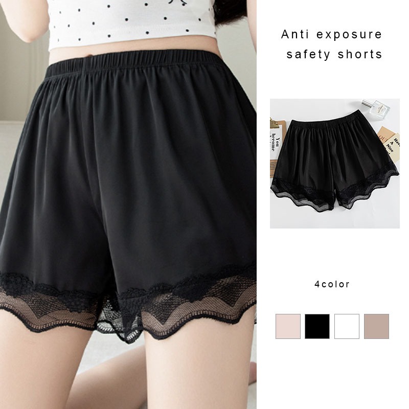 Anti-สัมผัสกางเกงขาสั้นผู้หญิงบางลูกไม้หลวมLeggingsบ้านกางเกงขาสั้นผ้าไหมน้ำแข็ง PR