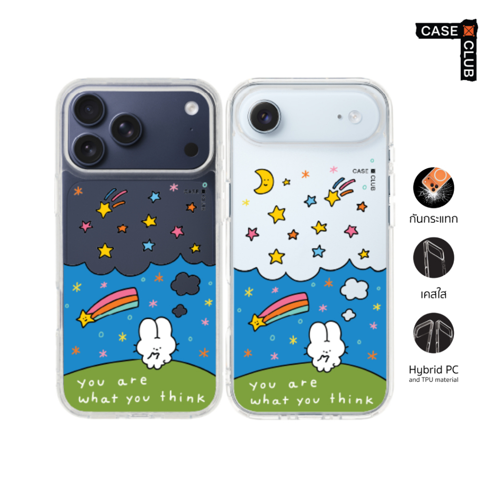 CaseClub เคสไอโฟน เคสใส ลาย Fluffy Bunny Universe สำหรับ i17 Pro Max/i17 Pro/i Air/i17