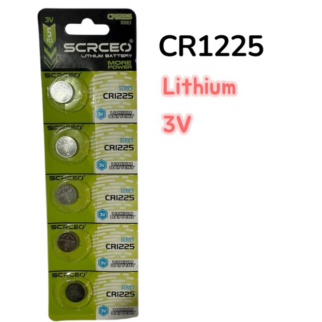 ถ่านCR1225 Lithium 3V แผง5ก้อน SCRCEO