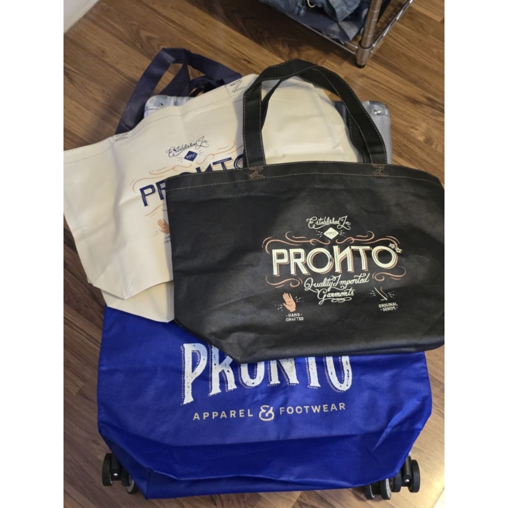 ถุงผ้า PRONTO ขาว/น้ำเงิน/ดำ