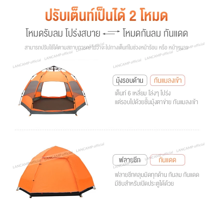 LANCAMP เต็นท์แค้มป์ปิ้ง กางอัตโนมัติ 4-5 คน thumbnail 6