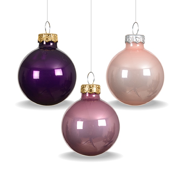 ชุดลูกบอลคริสต์มาสแก้วโทนสีชมพู Pink - Christmas Glass Baubles Set | Ø 6 cm.