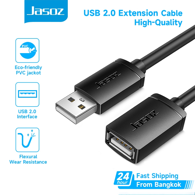 ⚡ส่งจาก กทม⚡Jasoz สาย USB 2.0 Extension Cable สายพ่วงต่อขยายความยาว USB ยาว 0.5-5 เมตร