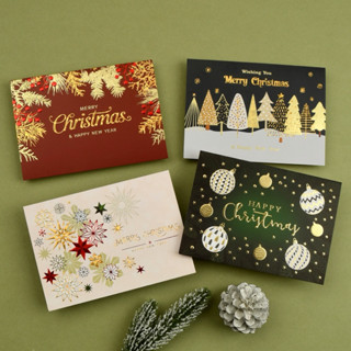 พร้อมส่ง > (12ลาย) การ์ดคริสต์มาส หรู Christmas card  พิมพ์ฟ…