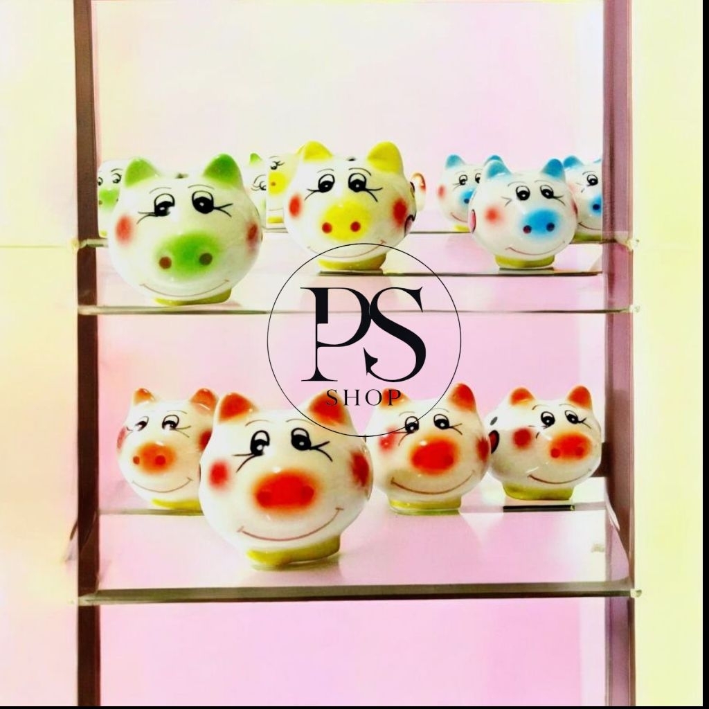 กระปุกออมสินจิ๋วเซรามิคเคลือบอย่างดี ของขวัญของฝาก ตกแต่ง สะสม ของชำร่วย 2×2นิ้ว(คละสี1ชิ้น)