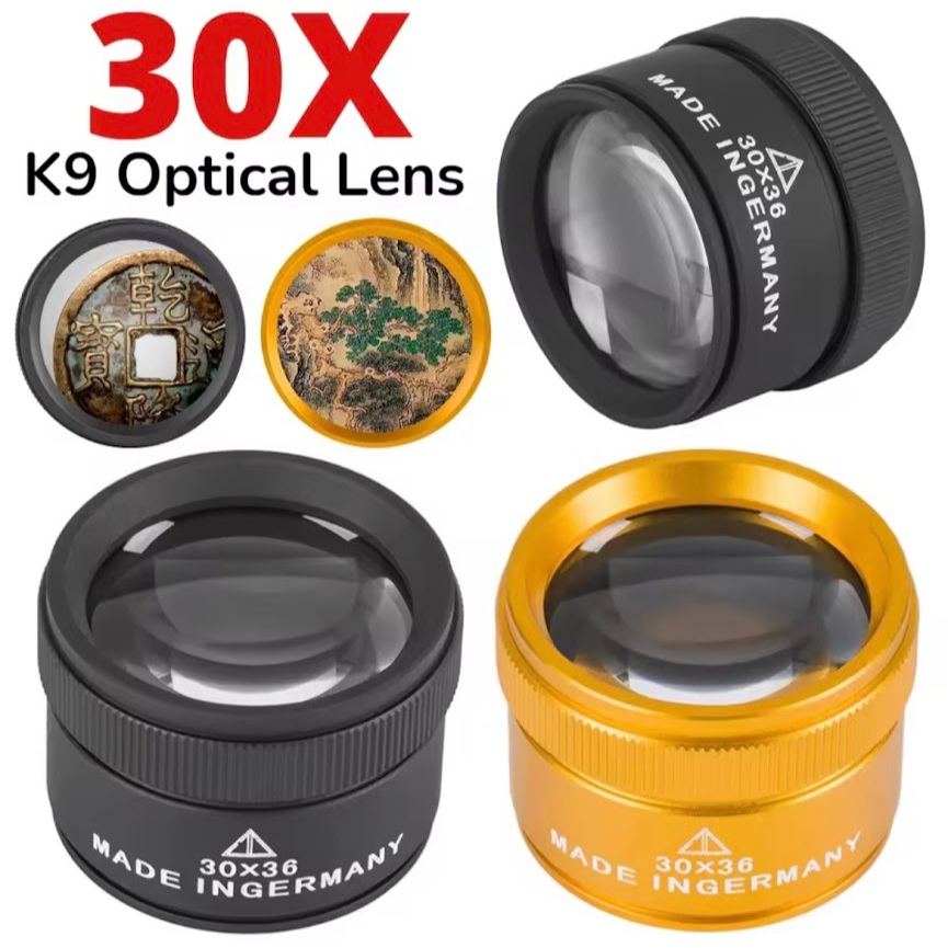 ส่งจากไทย 30X แว่นขยาย36มม.สำหรับ K9 ที่มีความแม่นยำในการทำงานเลนส์ออพติคอลแบบโมโนเคล่แว่นขยายแสตมป์เหรียญมือถือแว่นตา