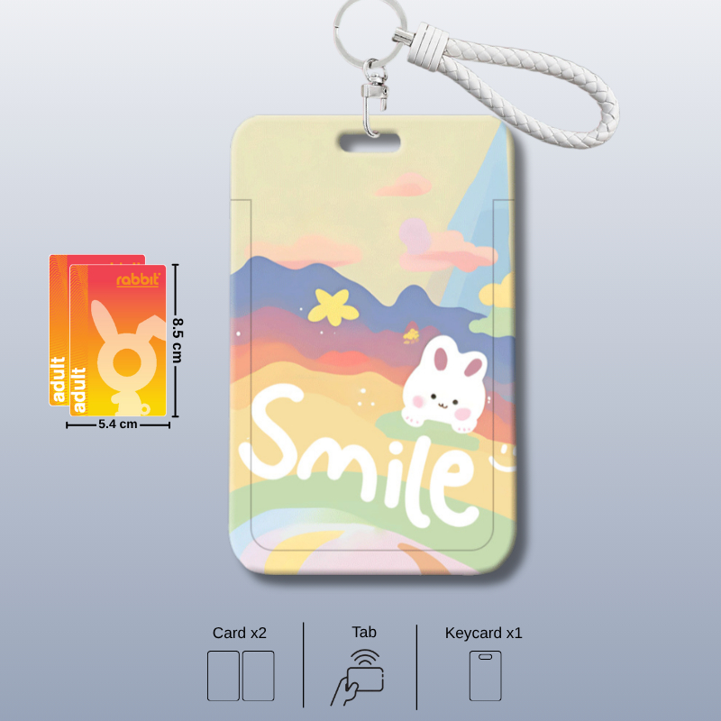 ที่ใส่บัตรลายสายรุ้ง ที่ใส่บัตรแรทบิท แตะสแกนได้ ขนาดบัตร8.5*5.4cm