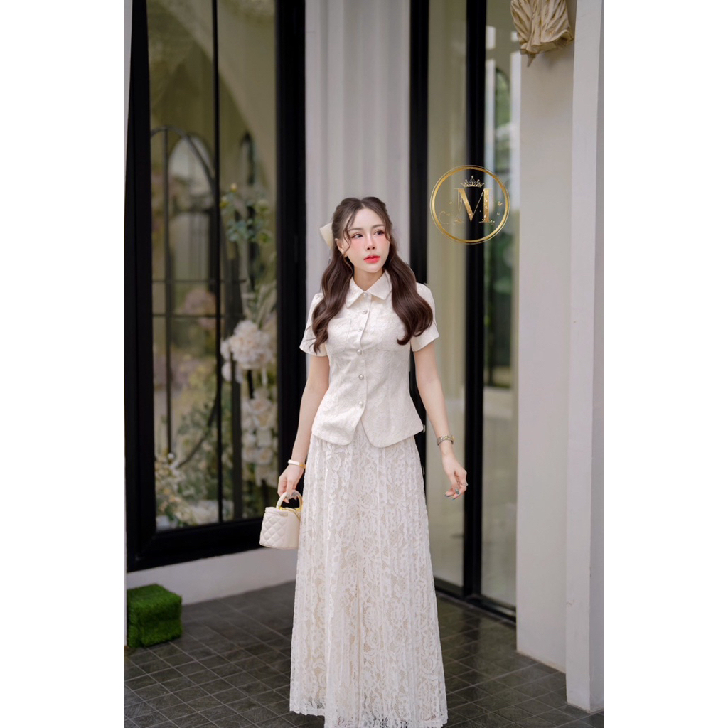 ชุดSet 2 ชิ้น เสื้อแขนทรงกลีบบัว รูปที่ 4