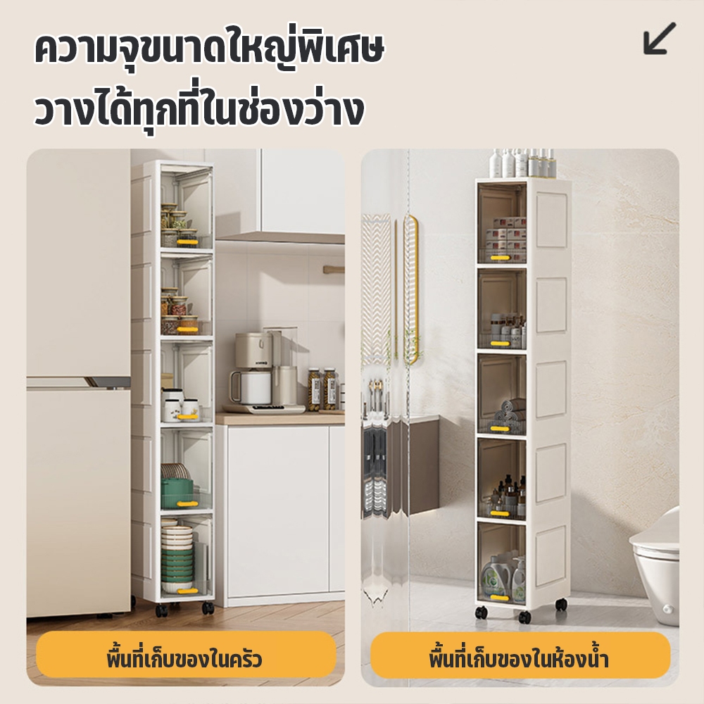 ตู้อเนกประสงค์ กล่องเก็บของมีล้อ ตู้ครัว 3/4/5 ชั้น เหมาะกับห้องนอน ห้องนั่งเล่น ครัว แข็งแรง รับน้ำหนักได้มาก - รูปที่ 3