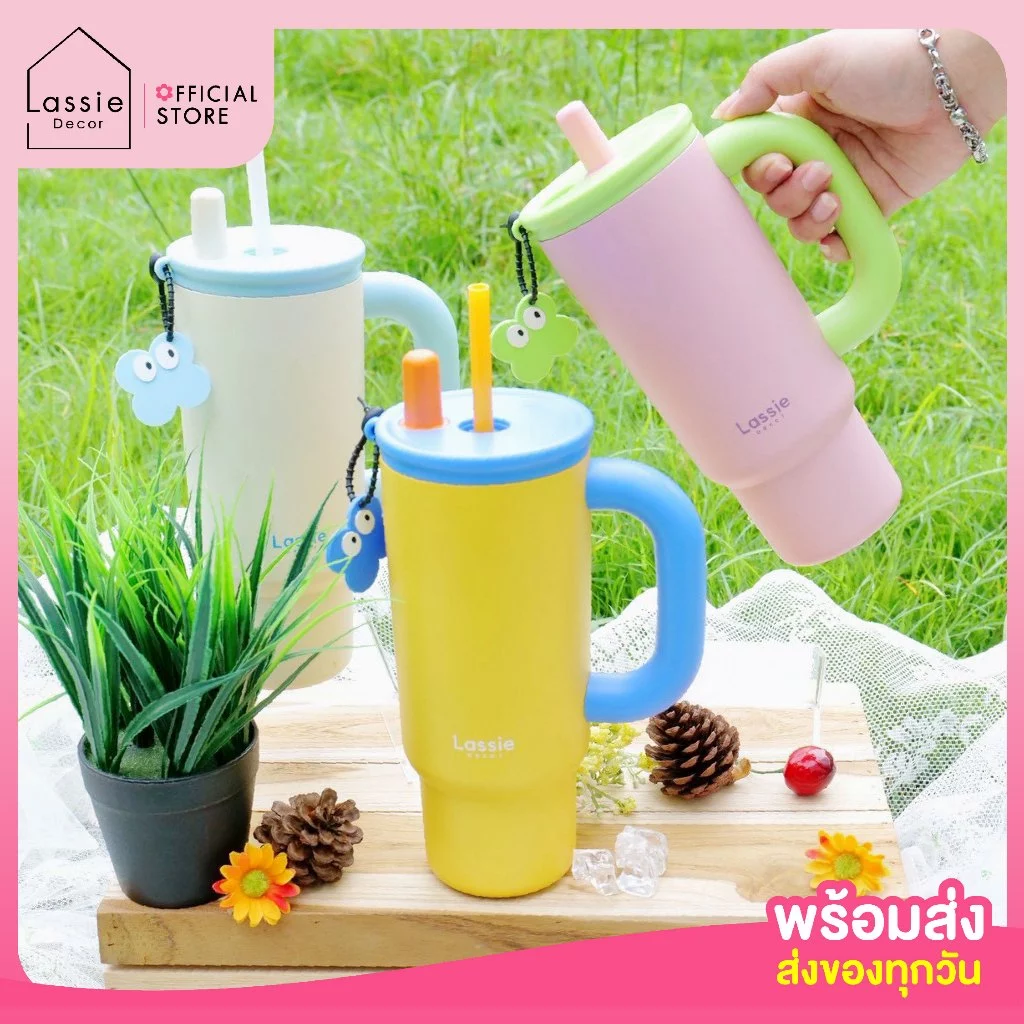 NEW✨แก้วเก็บความเย็น HAVE A GOOD TIME-Handy Series มีหูจับพร้อมพวงกุญแจ Lassie Decor💕🎊
