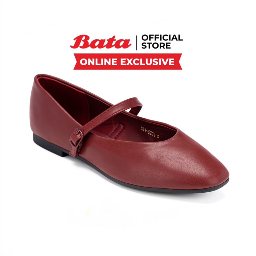 Online Exclusive Bata บาจา รองเท้าส้นแบน แบบสวม สำหรับผู้หญิง สีดำ 5316274 สีขาว 5311274 สีแดงไวน์ 5315274