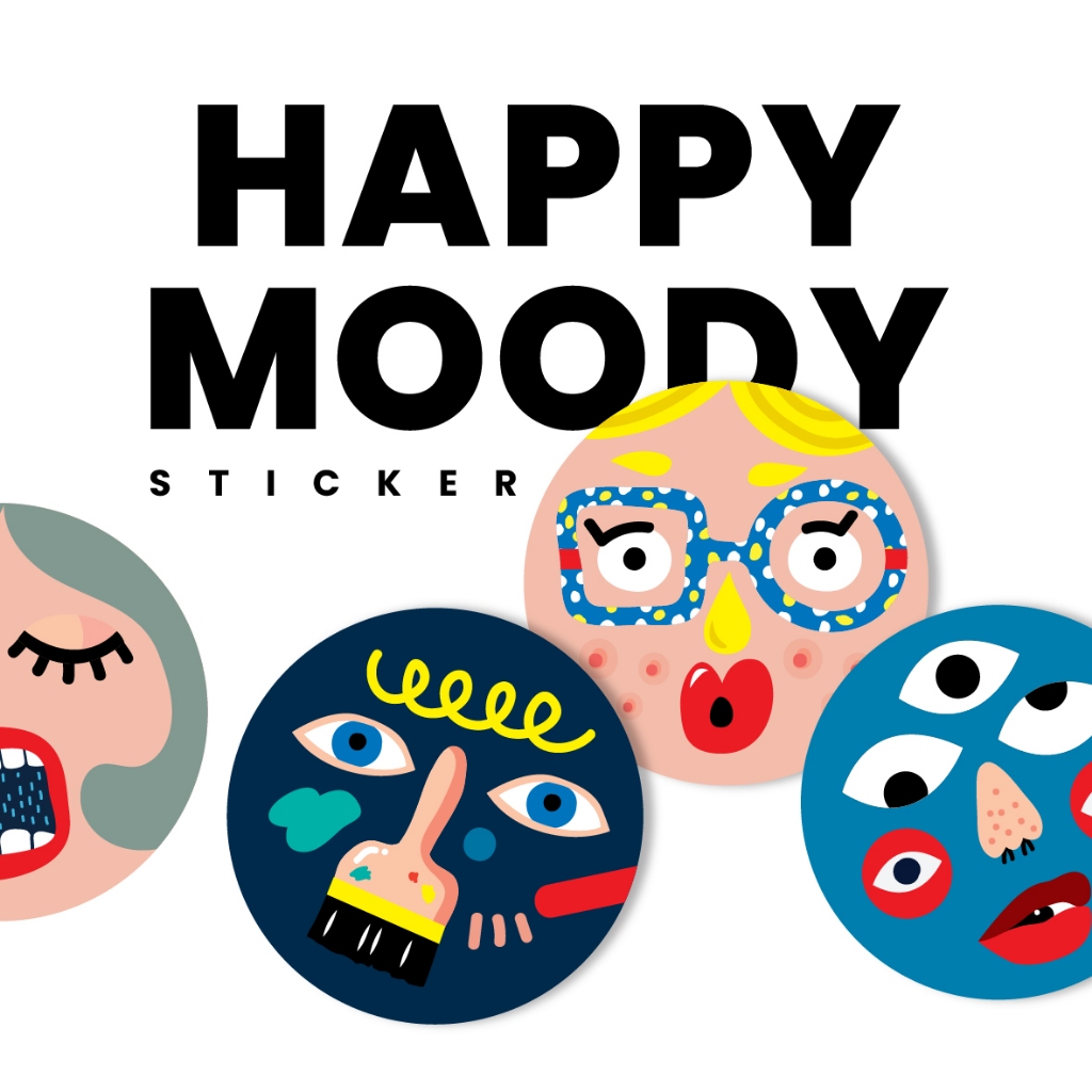 Happy Moody สติกเกอร์ | สติกเกอร์กันน้ำ กันรอยขีดข่วน by TA.THA.TA