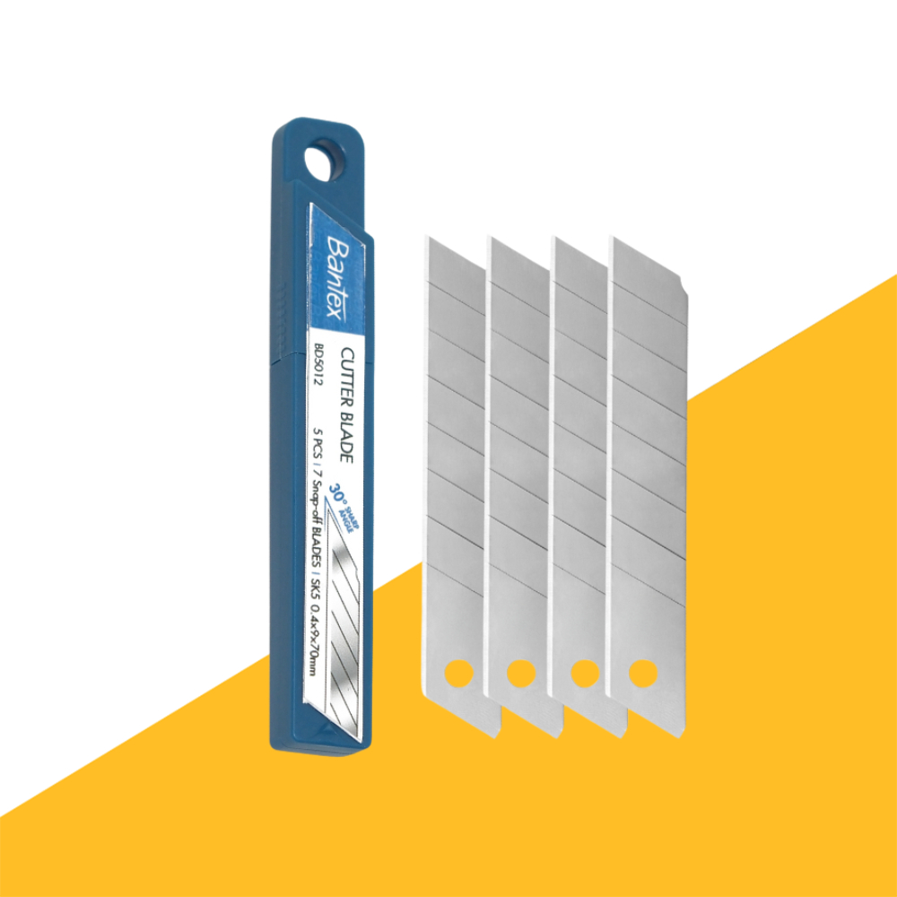 Bantex ใบมีด ใบมีดคัตเตอร์ 9 /18 มม. SK4 คม แข็งแรง ใบมีดสำหรับคัตเตอร์ 5ชิ้น/กล