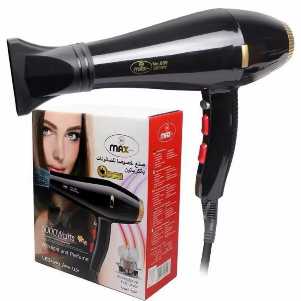 เครื่องเป่าผมMAX809หรือMAX808(6000w)ตัวใหญ่ เหมาะสำหรับช่างมืออาชีพ มีลมร้อนลมเย็น