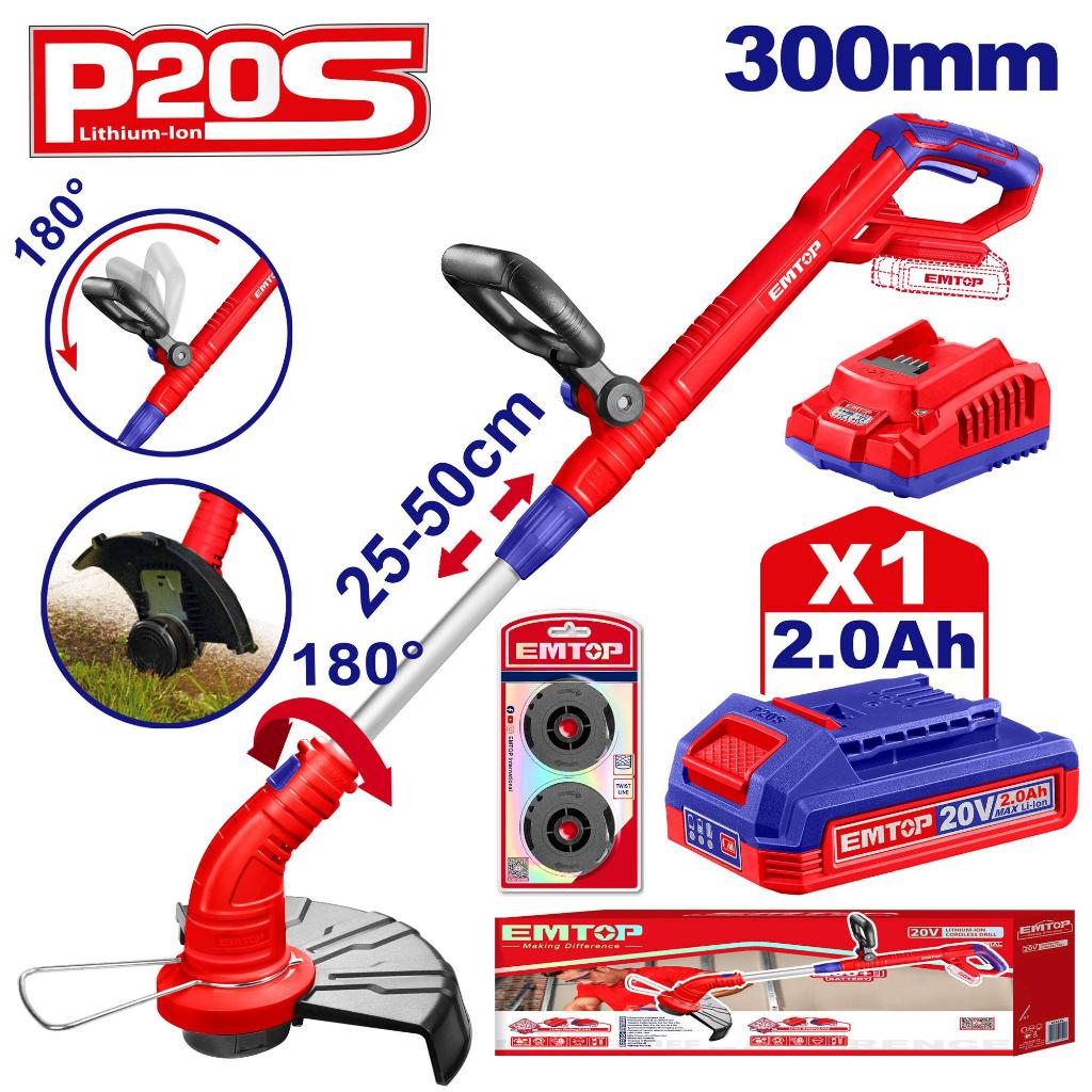 EMTOP เครื่องตัดหญ้าไร้สาย 300mm. ELGT203011