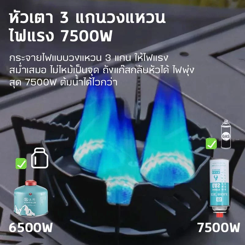 เตาแก๊ส IGT ครึ่งยูนิต 7500W มีท่ออุ่นกลับกระป๋องได้ กันลมแรง ไฟแรงเสถียร ใช้กับโต๊ะแคมป์ปิ้ง thumbnail 3