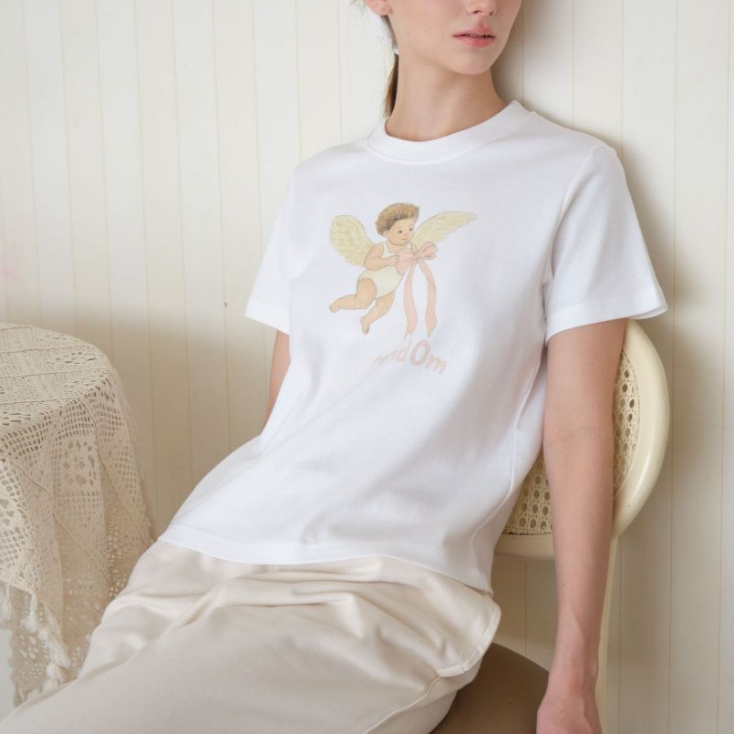 rand0m piece - Cupid Cropped Tee เสื้อยืดทรงครอป ลายคิวปิดนางฟ้า