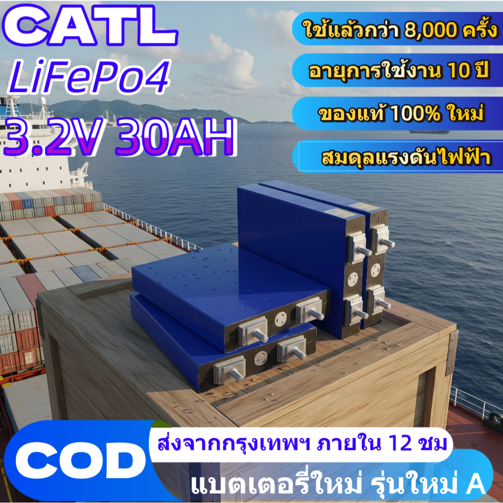 🔥รับประกัน10ปี🔥แบตลิเธียม CATL lifepo4 30Ah 50Ah 3.2V Lithium ion UPS​ Battery รถกอล์ฟ​ ระบบโซล่าเซลล์ มือ1 แถมฟรีน็อต