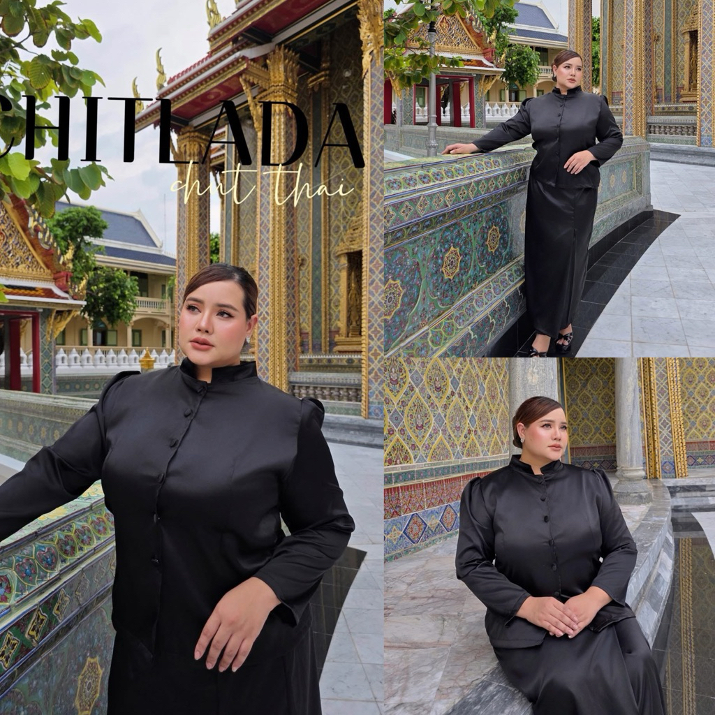 พร้อมส่ง|Chitlada Set 🖤🎗️🕊️🖤 ชุดไทยจิตรลดา สำหรับสาวพลัสไซส์ งานที่ใส่คืองานจริงนะคะ ไม่ใช่AI สวยสาวอวบ