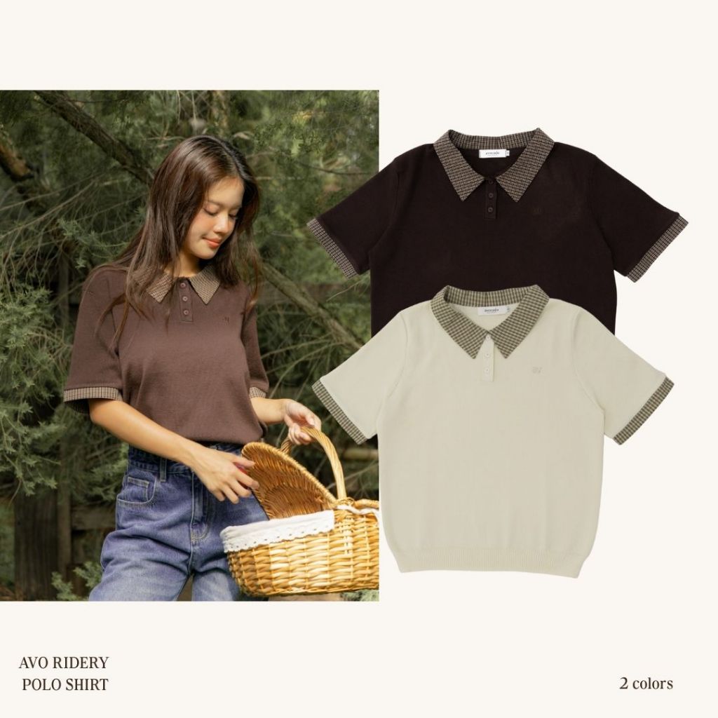 avo เสื้อโปโลตกแต่งคอปกผ้าลายสก็อต Ridery Polo Shirt