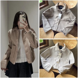 **พร้อมส่งจากไทย** ZARA SOFT JACKET WITH POCKET แจ็คเก็ตคอปก…