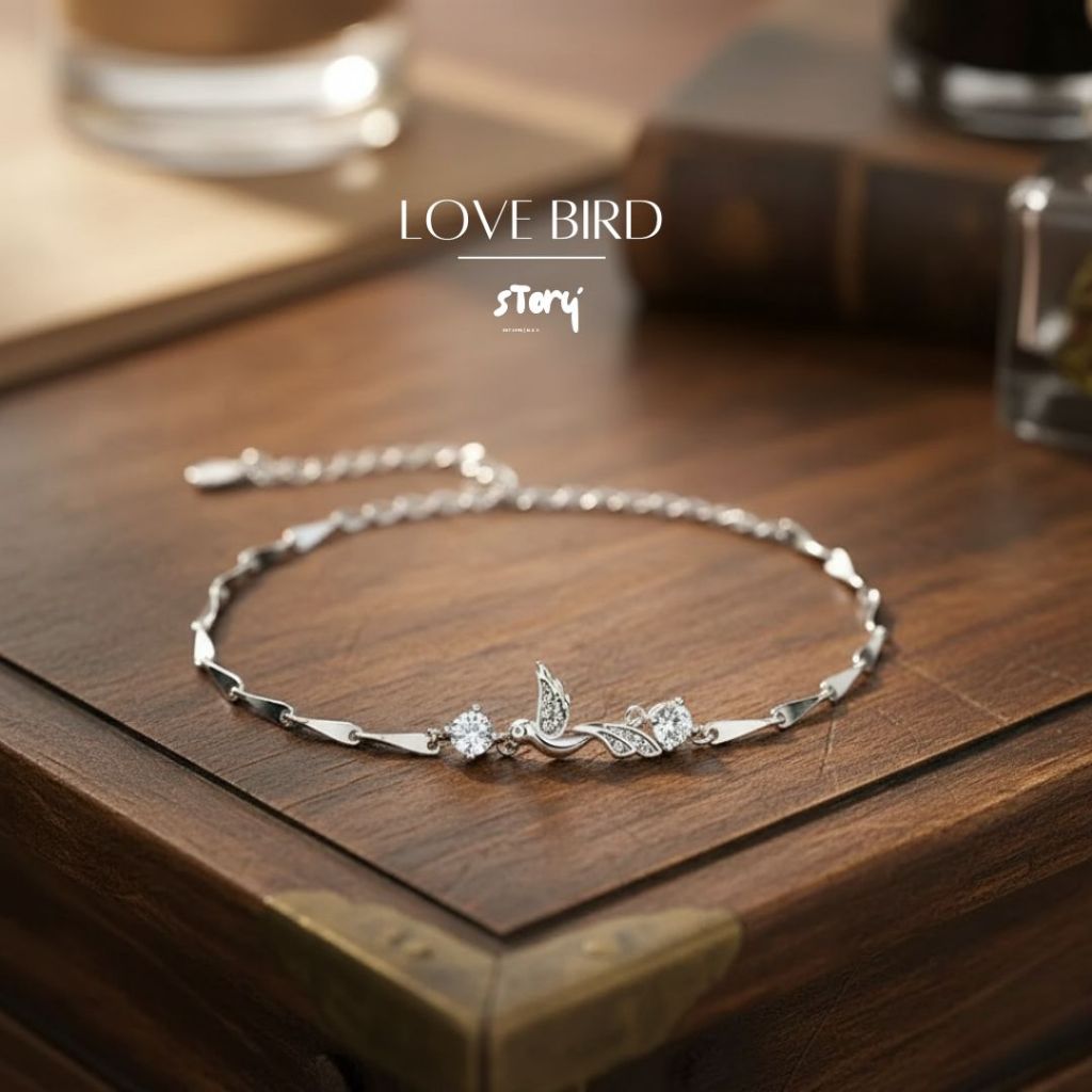 STORY กำไลเพชร Love Bird กําไลเงินแท้ สร้อยข้อมือเพชร สร้อยข้อมือยอดนิยม กําไลแฟชั่น วาเลนไทน์