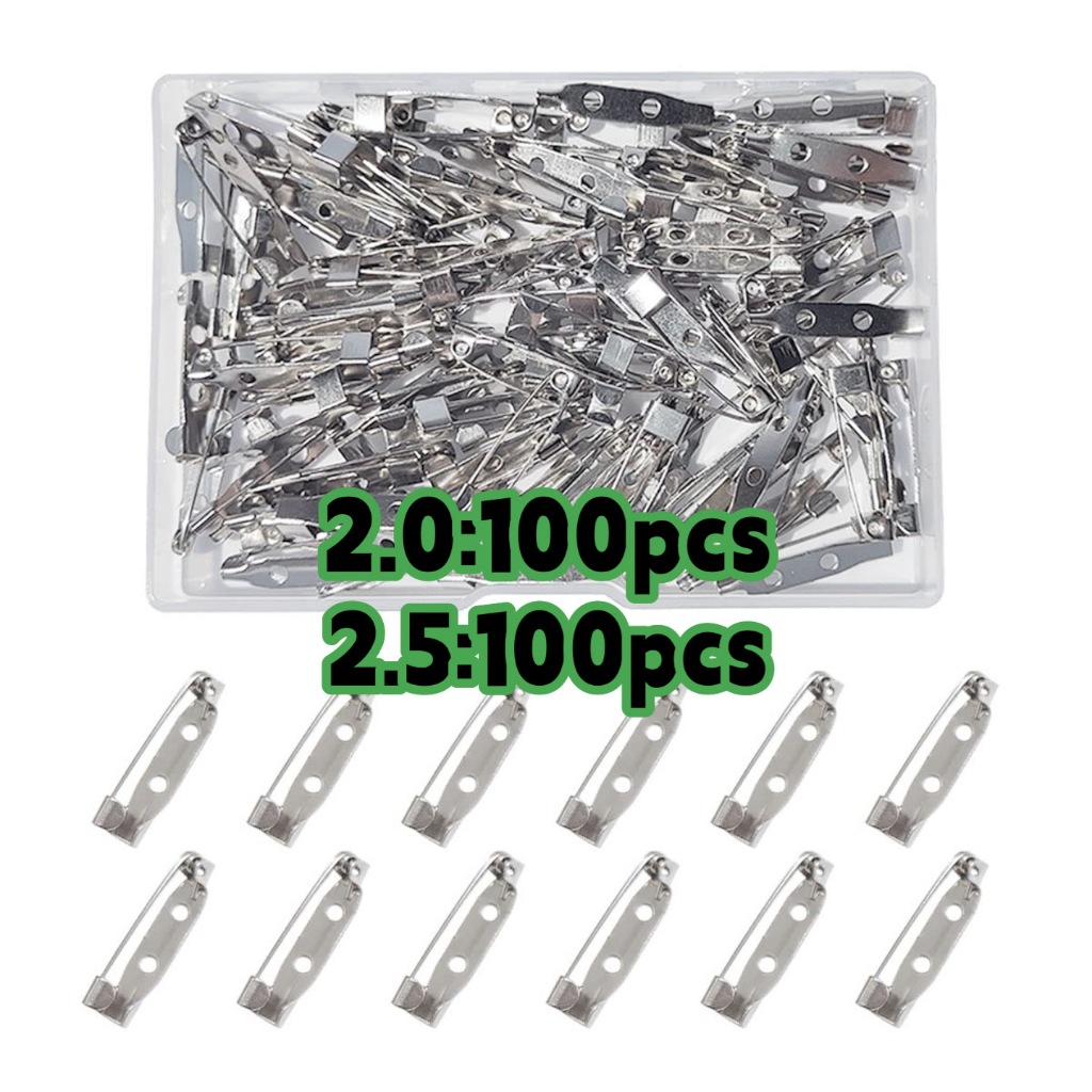 100 ชิ้น ฐานเข็มกลัด -  สําหรับทําเครื่องประดับเอง แบบคําเดียว（2.0/2.5cm）