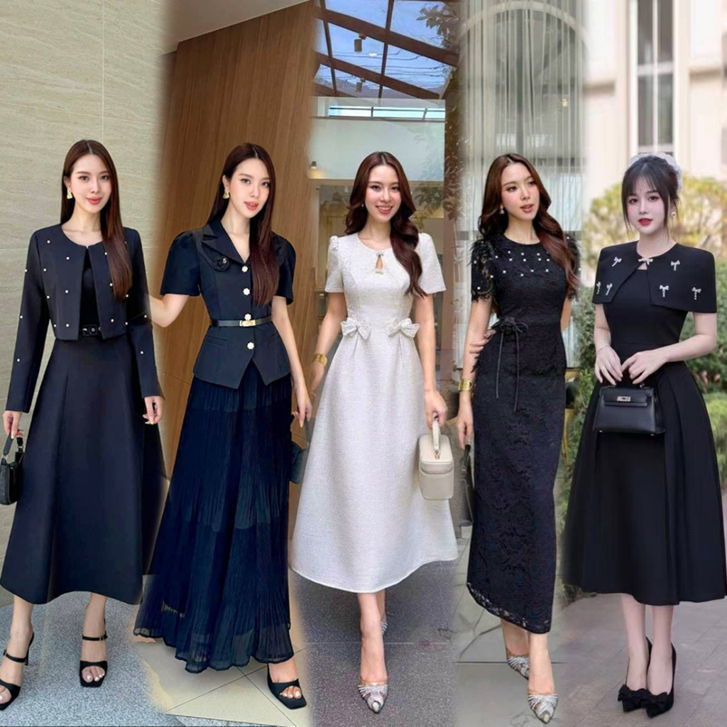 M-XXL ชุดเดรสสีดำ/ขาว ใส่ไปงาน, ทำงาน งานสีดำ งานศพ #ชุดดำ #ชุดสีดำ #Aiyarin #Athena