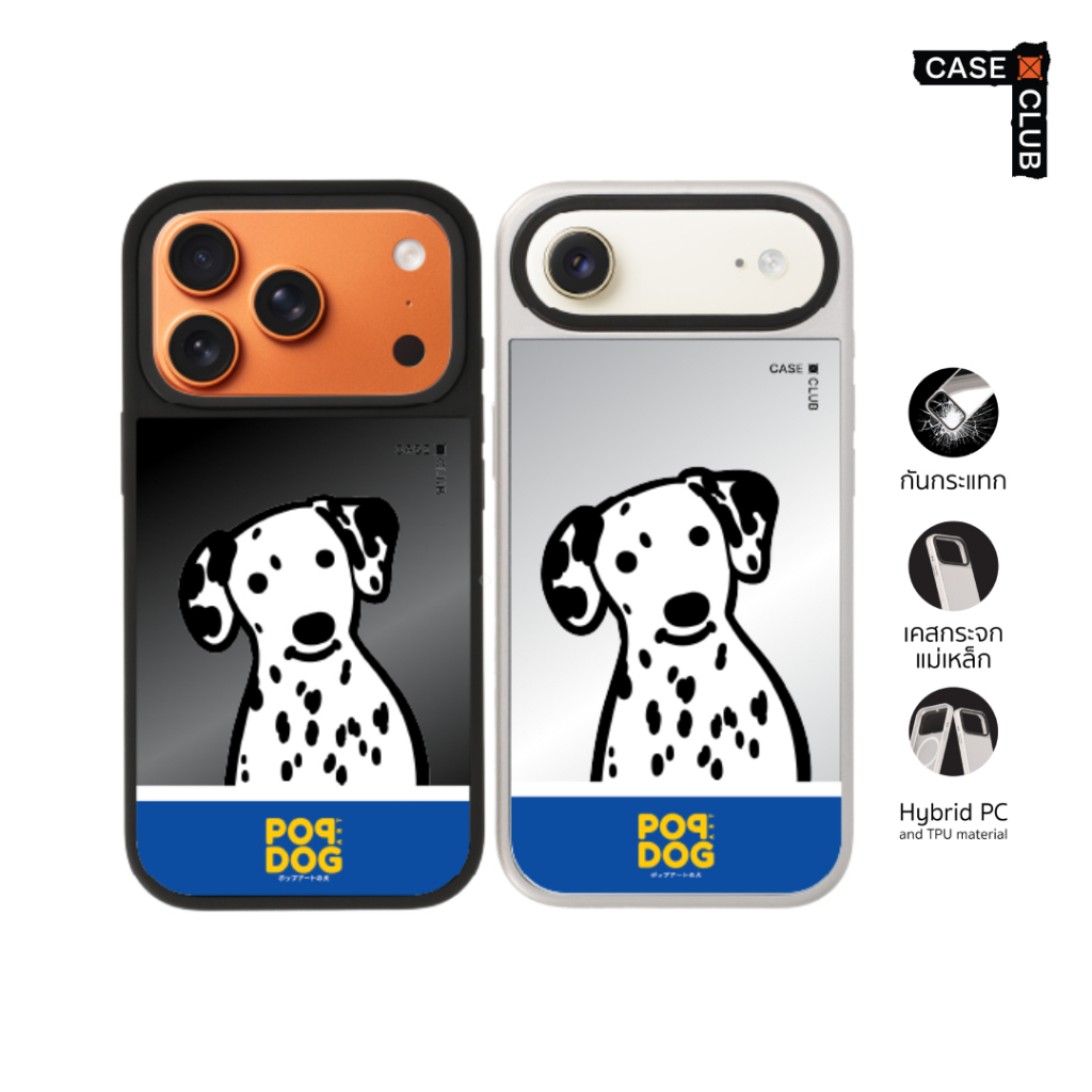 CaseClub เคสไอโฟน เคสกระจก ลาย Join The Club Dalmatian สำหรับ ไอโฟน18Pro Max/i18 Pro/i17 Pro Max/16/