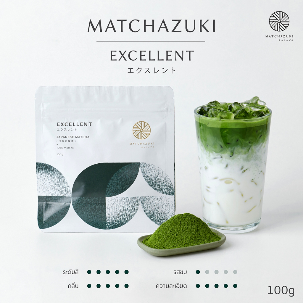 MATCHAZUKI ผงชาเขียวมัทฉะพรีเมี่ยมจากญี่ปุ่น | เกรด Excellent  | ขนาด 100g