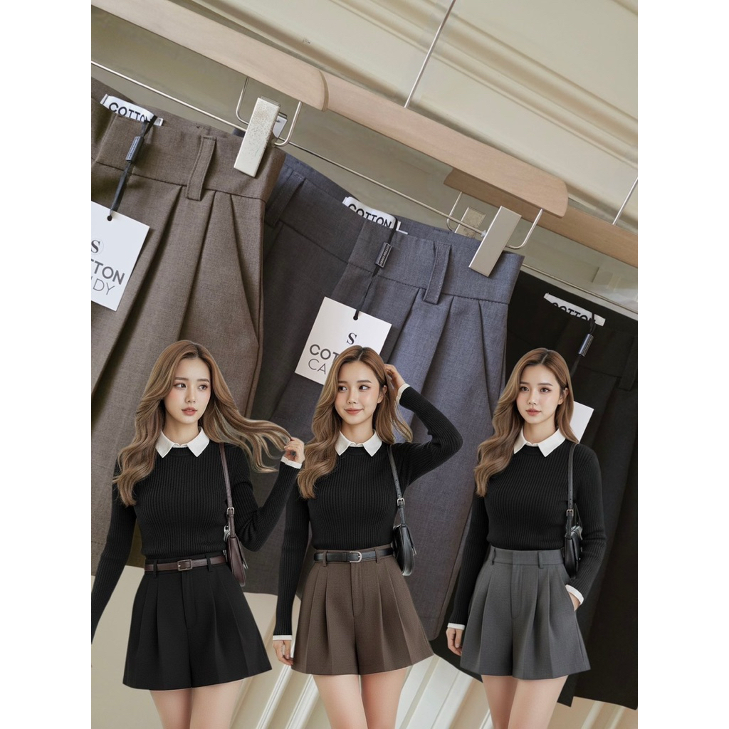 #Cotton Candy 🍭 กางเกงขาสั้นจีบปล่อย รุ่นใหม่ New Mildy Korea