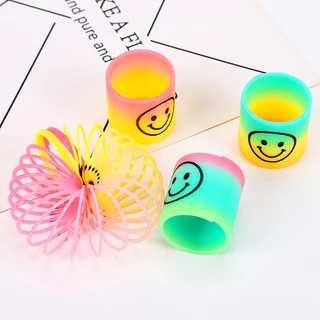 มินิยิ้มใบหน้าวงกลมสีรุ้ง วงกลมยืดหยุ่น ยืดไสลด์เวทมนตร์