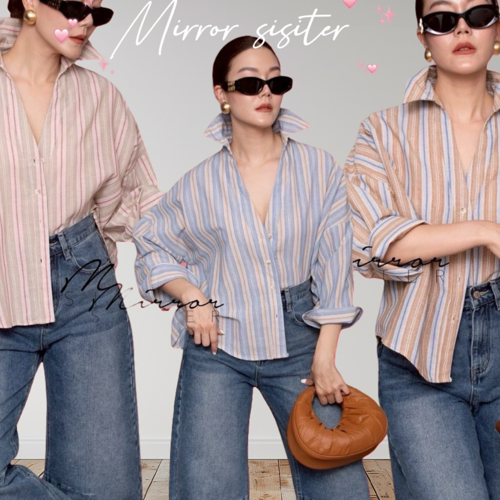 MirrorsisteR 50722.3 เชิ้ตลายทางโทนอบอุ่น ผ้า Cotton เนื้อนุ่ม เบา