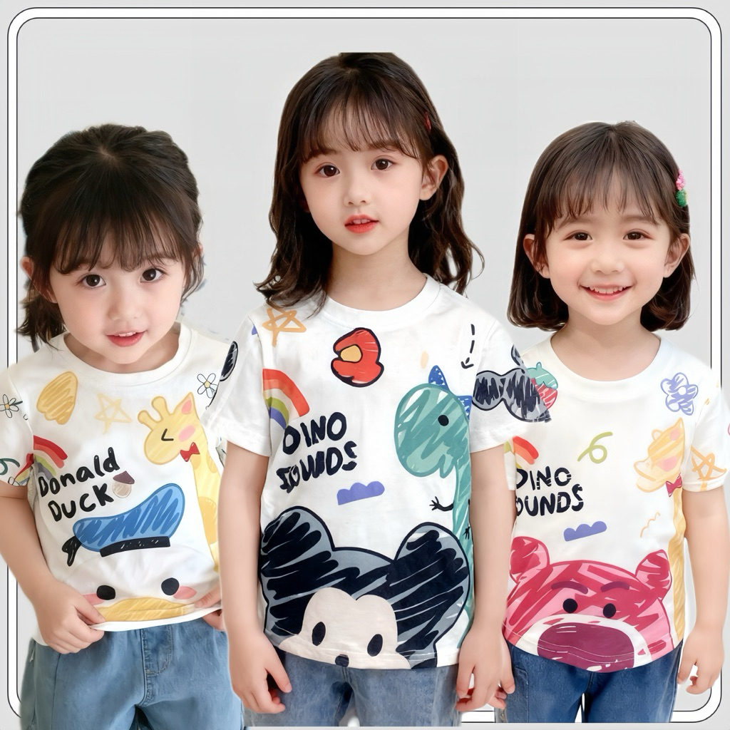 MC002 เสื้อเด็ก เสื้อยืดคอกลม แขนสั้น คุณหนู ลายดีสนีย์ 👧🏻👦🏻 น่ารักก