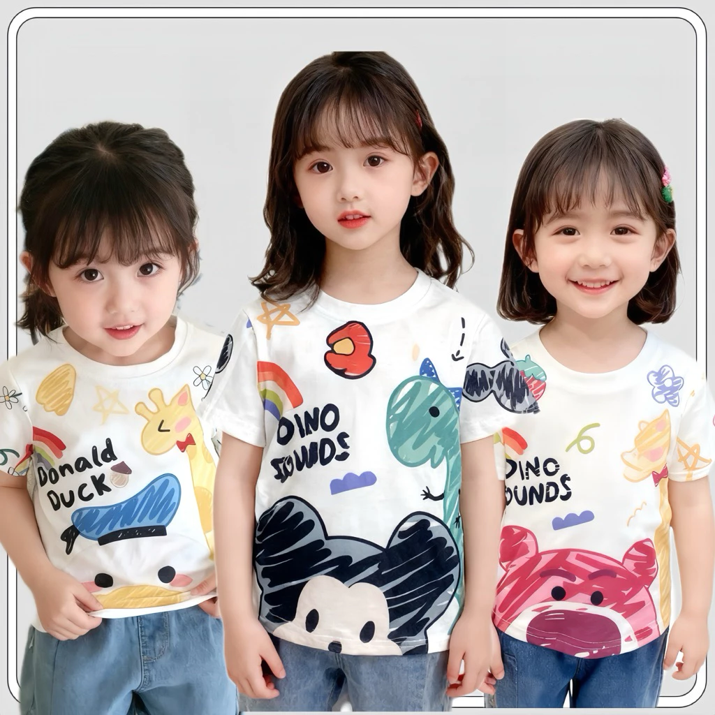 MC002 เสื้อเด็ก เสื้อยืดคอกลม แขนสั้น คุณหนู ลายดีสนีย์ 👧🏻👦🏻 น่ารักก