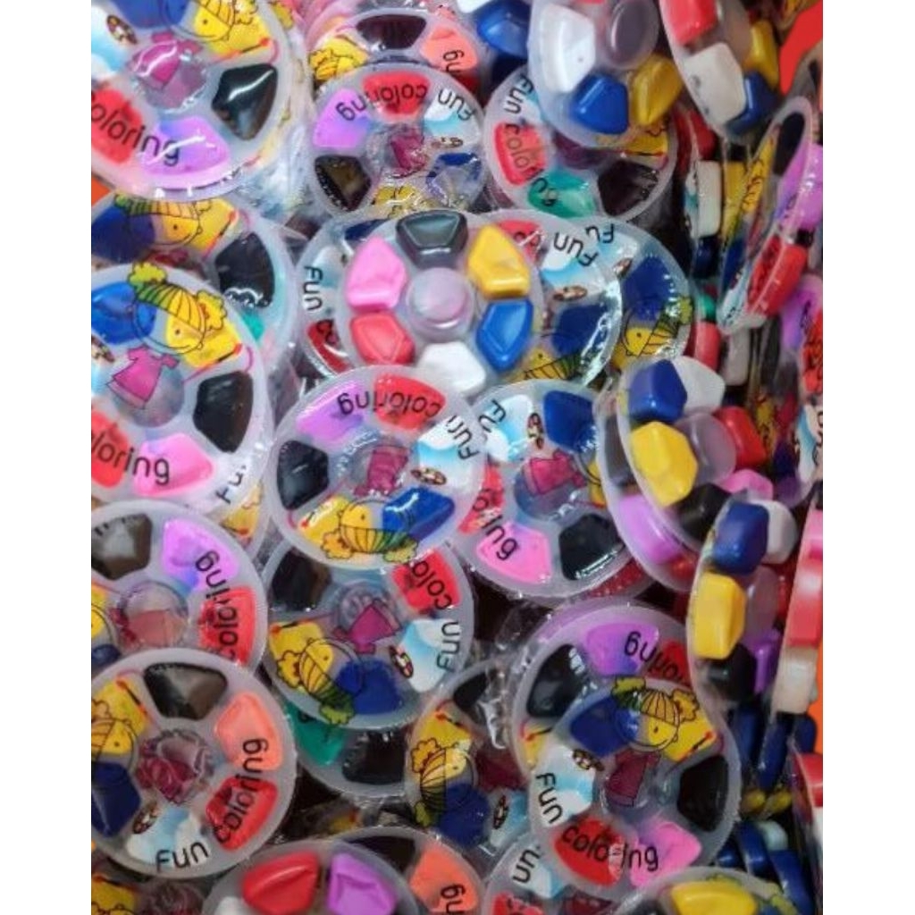 สีน้ำปลอดสารพิษ+พู่กัน(1 แพค มี10 ชุด  ตกชุ ละ8 .5 บาท )