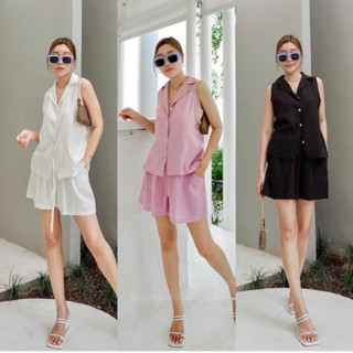 ชุดลินินเสื้อกั้ก / แขนกุดพร้อมกางเกง งานไทย