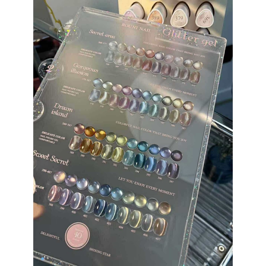 (แบบแยกขวด) Rouni nail Gitter gel 40 สี สีเจล เล็บเจล