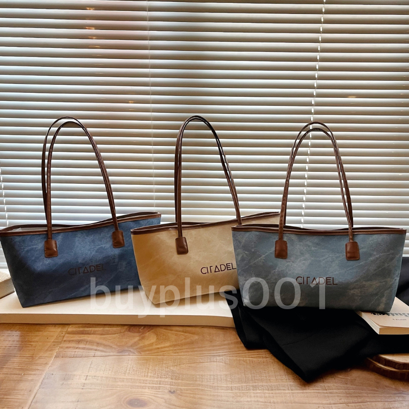 buyplus001กระเป๋าสะพาย ถือ หนัง PU ผู้หญิง ดีไซน์เรโทร ความจุขนาดใหญ่ แมทซ์ลุคง่าย พร้อมส่งในไทย B-053