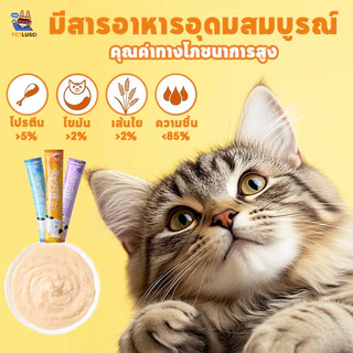 PETLUSCI😻ขนมแมวเลีย 100ซอง อาหารแมว อาหารเปียกแมว 3รส อาหารเสริมแคลเซียม ขนมแมว แมวเลีย อาหารแมวเลีย