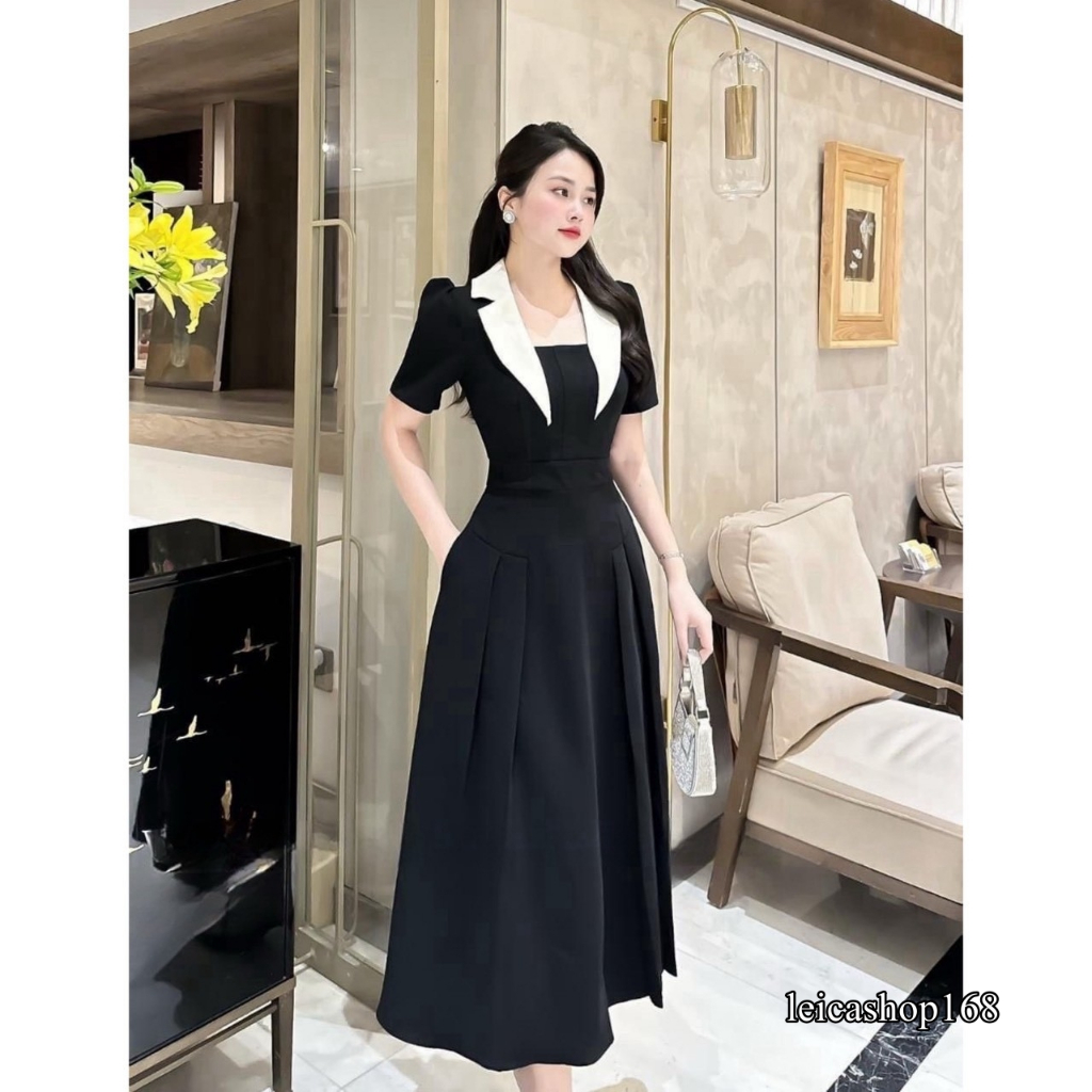 สินค้าพร้อมส่ง เดรสยาว สไตล์เวียดนาม คอปก แต่งจีบ ซิปหลัง พร้อมสายผูกเอว ใส่เที่ยว ใส่ทำงาน เรียบหรู น่ารัก   A7126