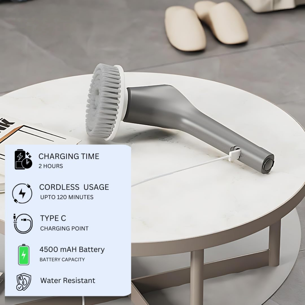 Sqinch แปรงขัดไฟฟ้าไร้สาย 7 in 1 แปรงขัดห้องน้ำไฟฟ้า พร้อมช่องใส่น้ำยาทำความสะอาด ยืดหดได้ แปรงทำความสะอาดไฟฟ้า ล้างรถ - รูปที่ 3