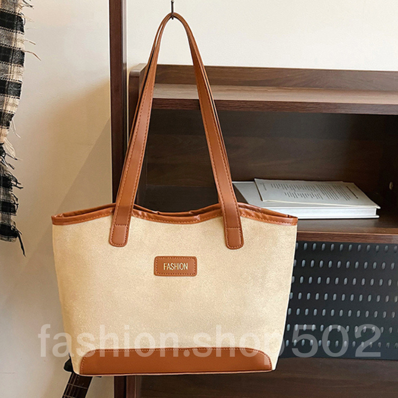 fashion.shop502 กระเป๋าสะพายไหล่ ดีไซน์ หนังกลับ ความจุขนาดใหญ่ ดีเทลเรียบหรู พร้อมส่งในไทย B-052