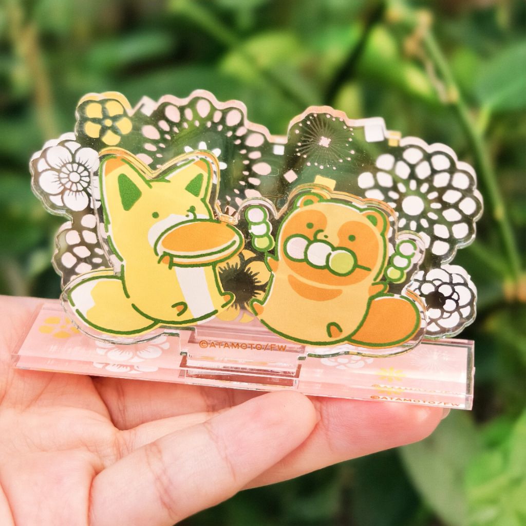 [พร้อมส่ง] Tanuki to Kitsune Raccoon Fox พวงกุญแจอะคริลิค ทานูกิ จิ้งจอก มีรอยขนเเมวตามภาพ