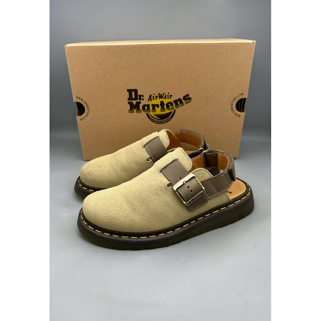 Dr.martens Jorge II Suede & Leather Slingback Mules in Pale Olive Size41
